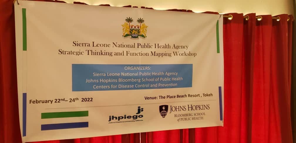 Participants at the Sierra Leone National Public Health Agency function mapping workshop.